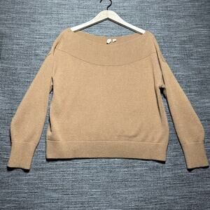 Moth Anthropologie Sweater Women's M Camel Brown Ribbed Knit Boat Neck